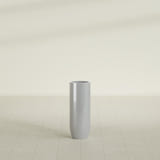 Saint Tropez Bullet Round Planter in Metallic Silver, 12"D × 32"H, shown empty