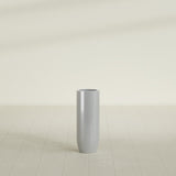 Saint Tropez Bullet Round Planter in Metallic Silver, 12"D × 32"H, shown empty
