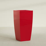 Toulan Tapered Square Planter in Gloss Red, 23"W × 48"H, shown empty