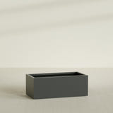 Torino Wide Rectangular Planter in Matte Charcoal, 48"L × 24"D × 18"H, shown empty