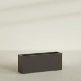 Tolga Rectangular Planter in Matte Dark Brown, 60"L × 16"D × 24"H, shown empty