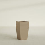 Toulan Tapered Square Planter in Gloss Metallic Gold, 16"W × 30"H, shown empty