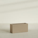 Miami Narrow Rectangular Planter in Gloss Metallic Gold, 36"L × 12"D × 18"H, shown empty