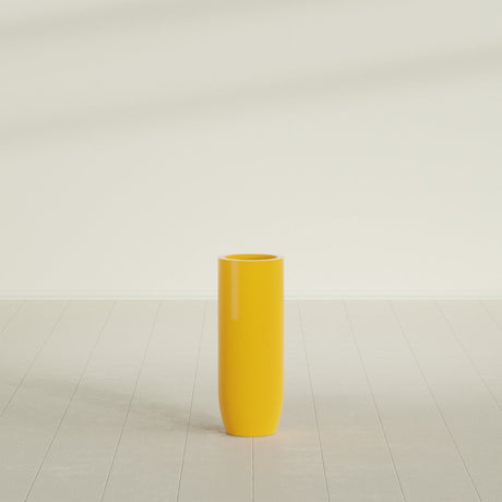 Saint Tropez Bullet Round Planter in Gloss Saffron, 12"D × 32"H, shown empty
