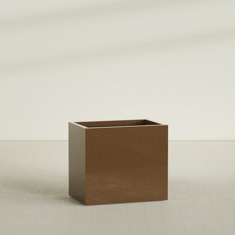 Brisbane Rectangular Planter in Metallic Bronze, 36"L × 24"D × 32"H, shown empty