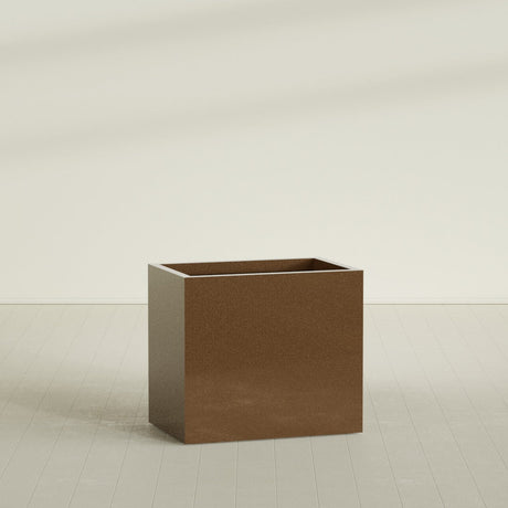 Brisbane Rectangular Planter in Metallic Bronze, 36"L × 24"D × 32"H, shown empty