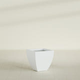 Lima Tapered Square Planter in Matte Bright White, 20", shown empty
