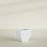 Lima Tapered Square Planter in Matte Bright White, 20", shown empty