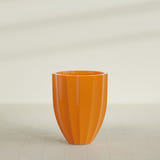 Alicante Fluted Planter in Gloss Tangerine, 26"D × 32"H, shown empty