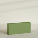 Potsdam Rectangular Planter in Satin Green, 72"L × 16"D × 32"H, shown empty