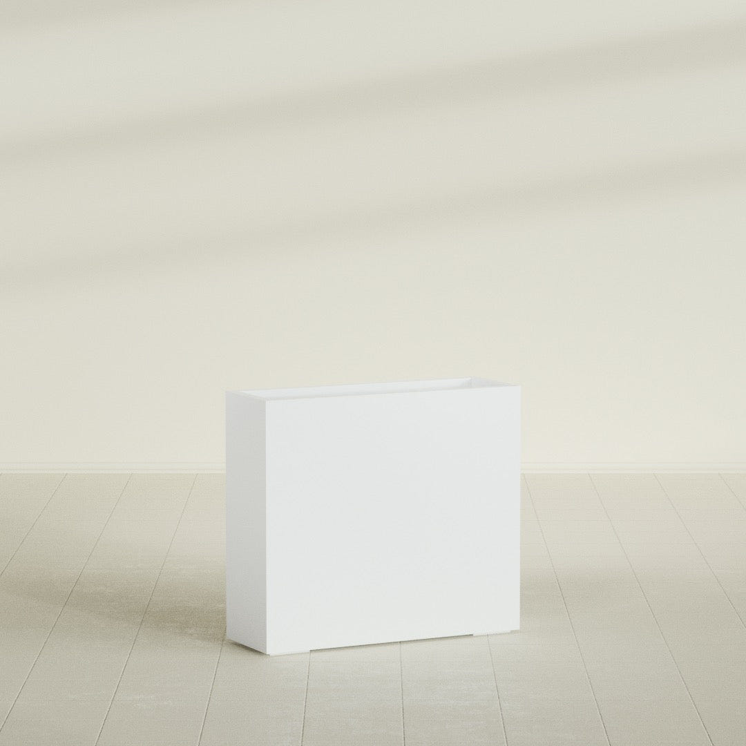 Delray Rectangular Planter in Matte Bright White, 36"L × 12"D × 32"H, shown empty