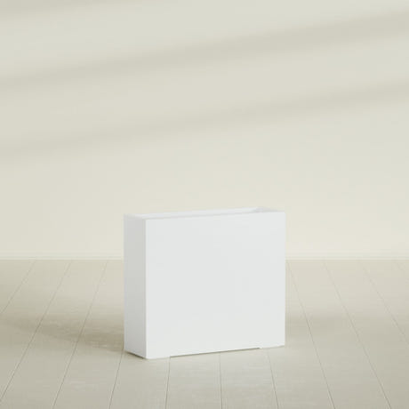 Delray Rectangular Planter in Matte Bright White, 36"L × 12"D × 32"H, shown empty