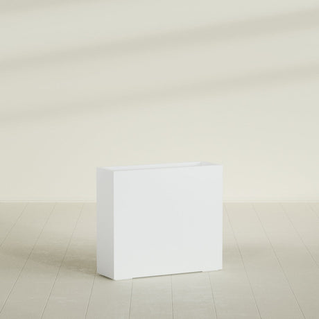 Delray Rectangular Planter in Matte Bright White, 36"L × 12"D × 32"H, shown empty