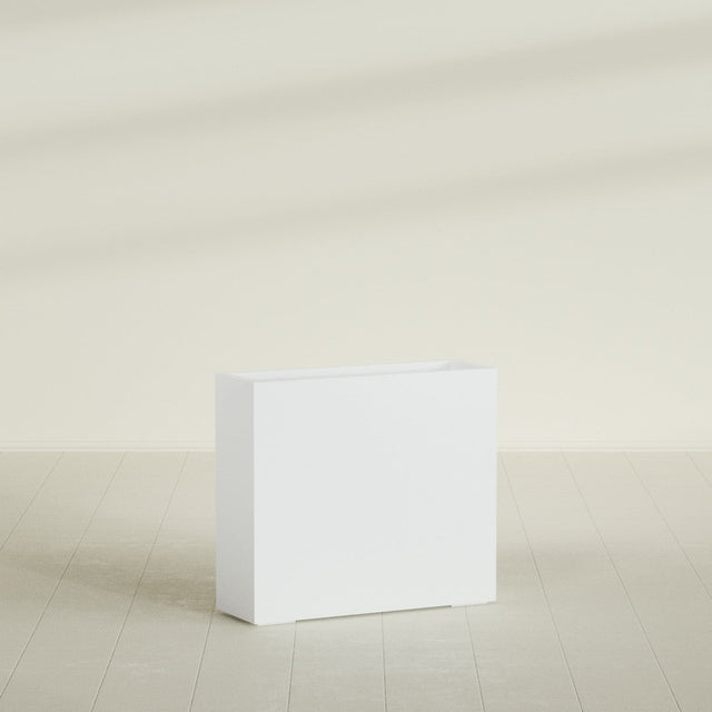Delray Rectangular Planter in Matte Bright White, 36"L × 12"D × 32"H, shown empty