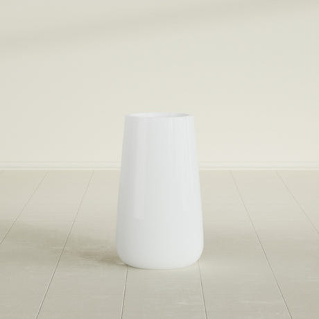 Saigon Tapered Round Planter in Matte Bright White, 14"D × 30"H, shown empty
