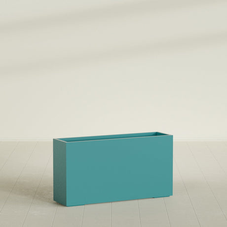 Potsdam Rectangular Planter in Satin Seafoam Green, 60"L × 16"D × 32"H, shown empty