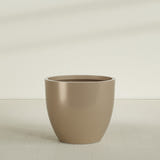 Wannsee Round Planter in Gloss Metallic Gold, 50"D × 44"H, shown empty
