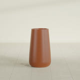 Saigon Tapered Round Planter in Matte Terra Cotta, 14"D × 30"H, shown empty