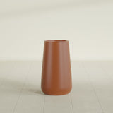 Saigon Tapered Round Planter in Matte Terra Cotta, 14"D × 30"H, shown empty