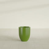 Valencia Tapered Round Planter in Satin Green, 15"D × 18"H, shown empty
