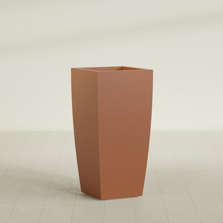 Toulan Tapered Square Planter in Matte Terra Cotta, 20"W × 42"H, shown empty