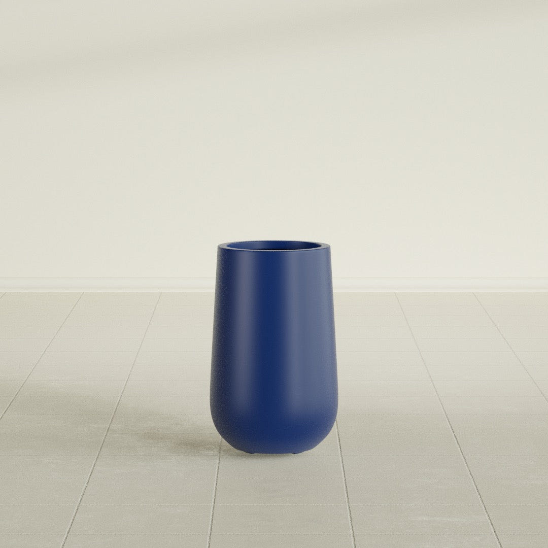 Hayden Urn Planter in Matte Cobalt Blue, 18"D × 29"H, shown empty