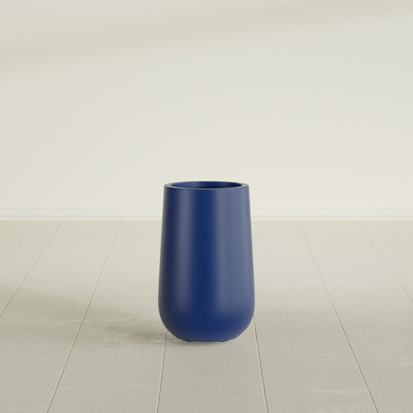 Hayden Urn Planter in Matte Cobalt Blue, 18"Diam × 29"H, shown empty
