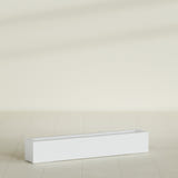 Salon Box Planter in Gloss Bright White, 48" Long, shown empty
