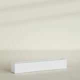 Salon Box Planter in Gloss Bright White, 48" Long, shown empty