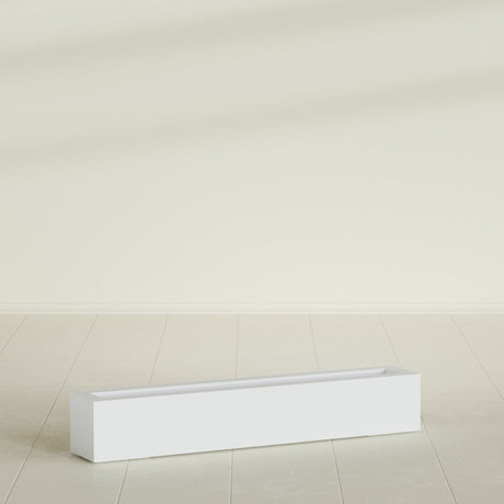 Salon Box Planter in Gloss Bright White, 48" Long, shown empty