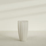 San Jose Tall Fluted Planter in Satin Beige, 22"D × 40"H, shown empty