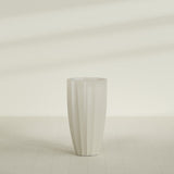 San Jose Tall Fluted Planter in Satin Beige, 22"D × 40"H, shown empty