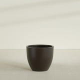 Wannsee Round Planter in Matte Dark Brown, 39"D × 34"H, shown empty
