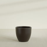 Wannsee Round Planter in Matte Dark Brown, 39"D × 34"H, shown empty
