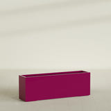 Tolga Rectangular Planter in Gloss Eggplant, 72"L × 16"D × 24"H, shown empty