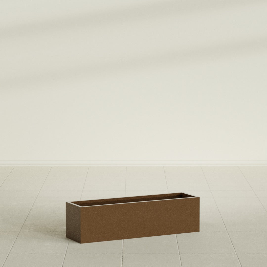 Monaco Rectangle Planter in Metallic Bronze, 26"L, shown empty