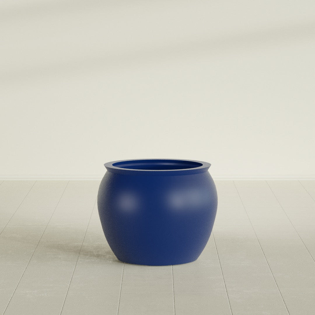 Shanghai Fishbowl Planter in Matte Cobalt Blue, 22", shown empty