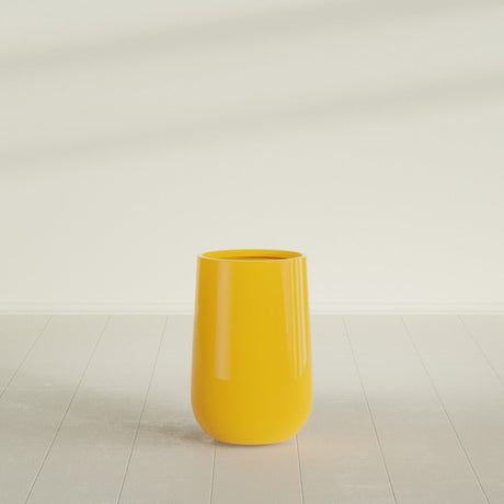 Hayden Urn Planter in Gloss Saffron, 12"Diam × 20"H, shown empty