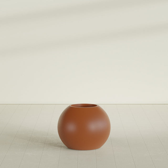 Globe Planter in Matte Terra Cotta, 24"D × 19"H, shown empty