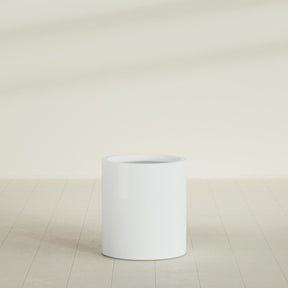 Rio Grande Cylinder Planter in Matte Bright White, 18"D × 20"H, shown empty
