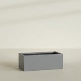 Torino Wide Rectangular Planter in Matte Gunmetal, 48"L × 24"D × 18"H, shown empty