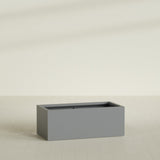 Torino Wide Rectangular Planter in Matte Gunmetal, 48"L × 24"D × 18"H, shown empty