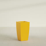Toulan Tapered Square Planter in Gloss Saffron, 16"W × 30"H, shown empty