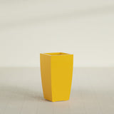 Toulan Tapered Square Planter in Gloss Saffron, 16"W × 30"H, shown empty