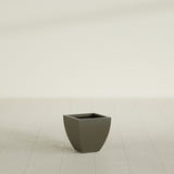 Lima Tapered Square Planter in Matte Bronze, 12", shown empty