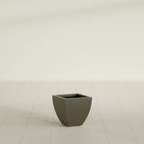 Lima Tapered Square Planter in Matte Bronze, 12", shown empty