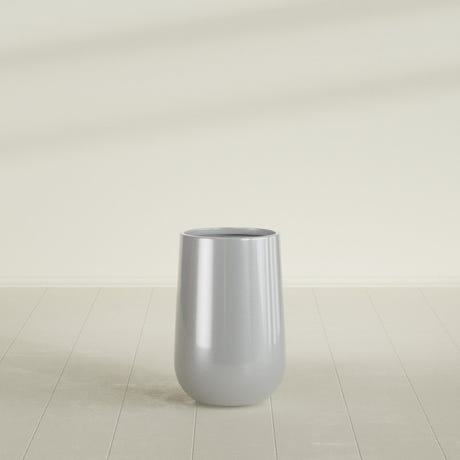 Hayden Urn Planter in Metallic Silver, 12"D × 20"H, shown empty