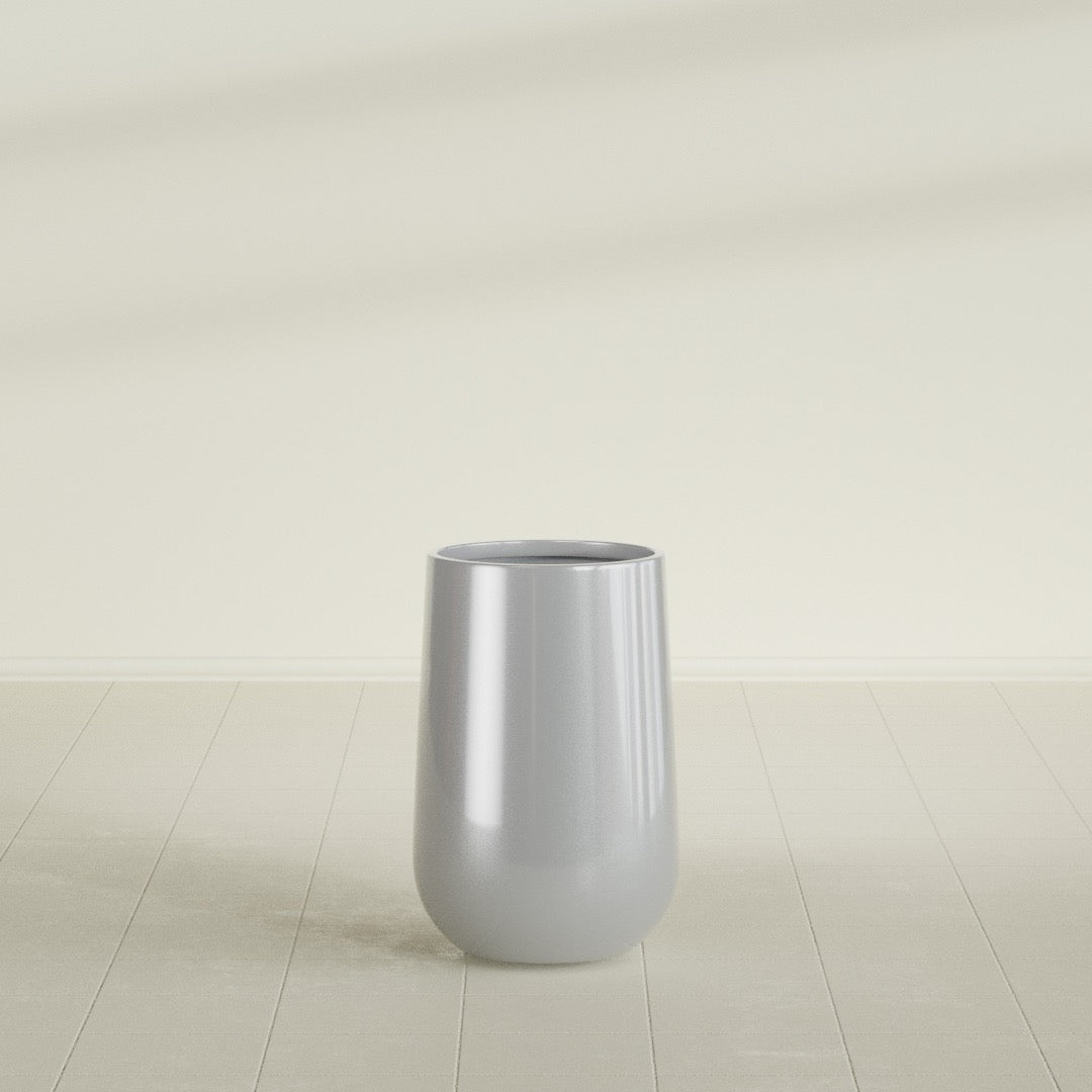 Hayden Urn Planter in Metallic Silver, 12"Diam × 20"H, shown empty