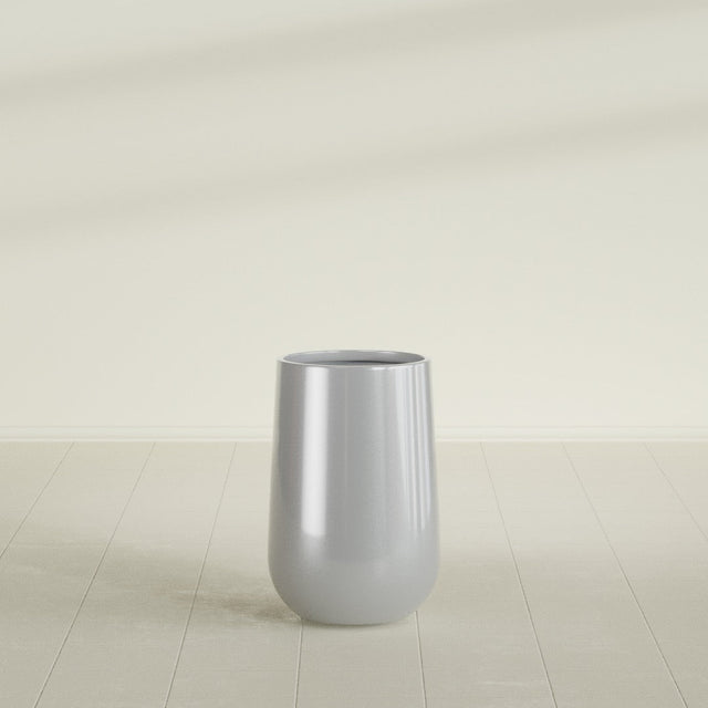Hayden Urn Planter in Metallic Silver, 12"D × 20"H, shown empty
