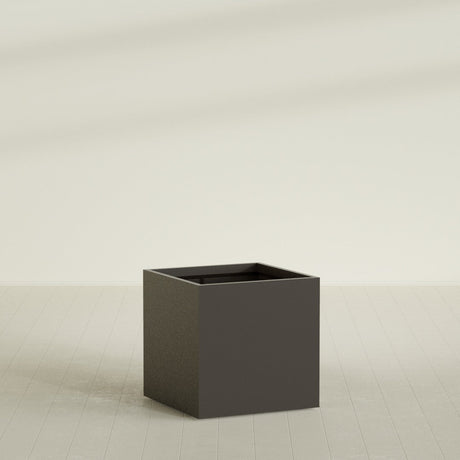Montroy Cube Planter in Matte Dark Brown, 36", shown empty